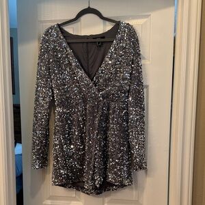 Forever 21 Silver Sequin Jumpsuit romper